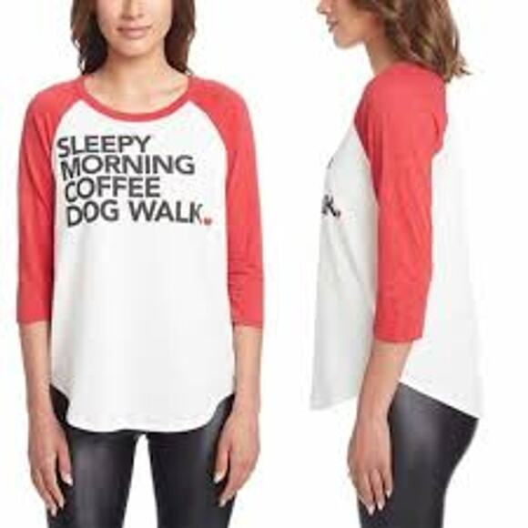 CHASER Sleepy Morning Coffee Dog Walk Baseball Shirt XXL - Picture 2 of 3